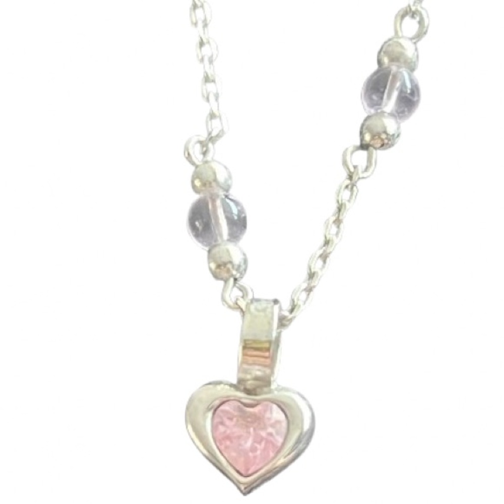 Vintage Courrèges silver coloured necklace with dainty heart pendant